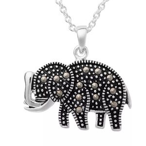NWT! Elegant Marcasite Cubic Zirconia Set in Silver Plated Elephant  Penda…